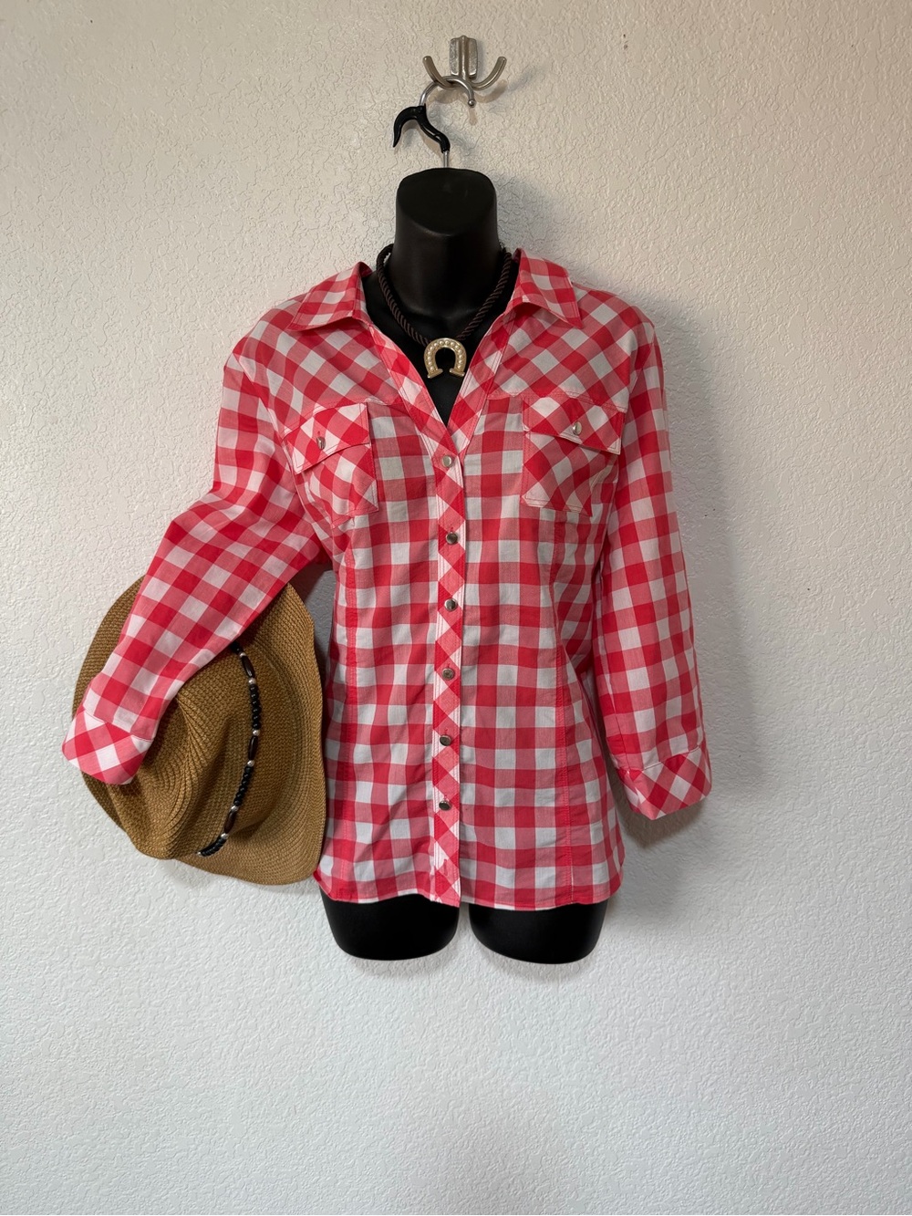 Christopher & Banks Red and White Gingham Button-Down Shirt - Picture 6 of 6